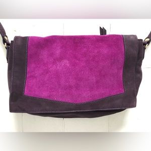 Lili Cabas leather and suede crossbody purse